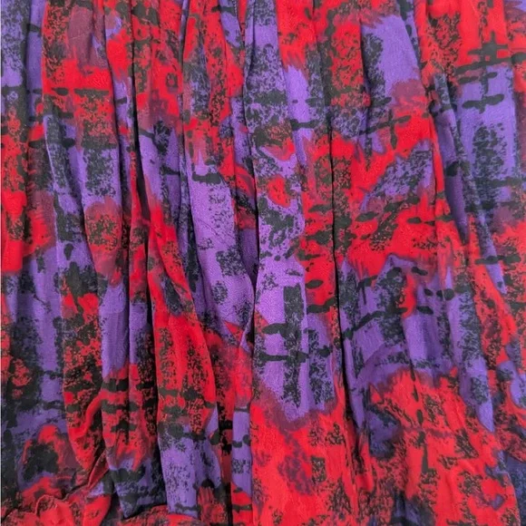 Vintage Raul Blanco 100% Silk Ruffle Skirt Red Purple Tiered Mini S - Picture 6 of 10